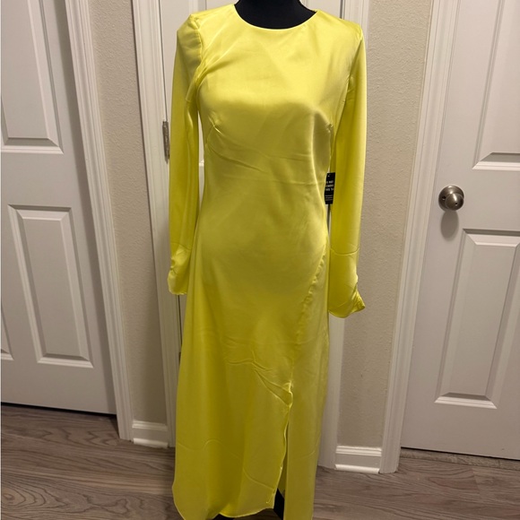 Express Vibrant Yellow Long Sleeve Dress - Picture 3 of 7